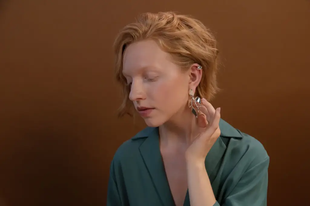 Woman wearing earrings