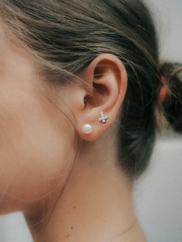 Pebble Drop Earrings worn