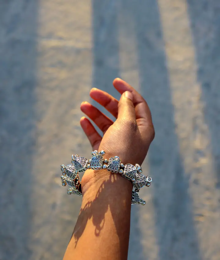 Silver bracelet in the sun
